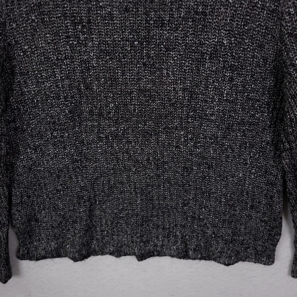 Eileen Fisher Scoop Neck Sweater Womens L Black White Marled Linen Blend Knit - Picture 10 of 13
